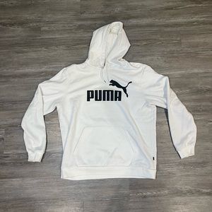 Puma Athletic Hoodie Sweatshirt Cream White Size XL Stretch